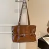 Bolso tote de cuero encerado retro, nicho, personalizado, moderno, bolso de axila, para ir al trabajo, versátil, gran capacidad, bolso de un solo hombro