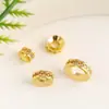 Cor de ouro 18k espaçador de roda de contas que retém a cor micro cravejado zircônia cobre espaçador de conta de perfuração redonda pulseira DIY feita à mão com contas