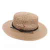 Sombrero de Paja Transpirable de Ala Plana con Calados Estilo Hepburn para Mujer, Sombrero de Paja para Vacaciones en la Playa de Verano