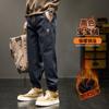 Pantalones casuales tipo jogger de peso pesado para hombre, nuevo estilo de otoño, pantalones cargo elásticos de marca moderna holgados, para hombre otoño e invierno con forro polar y engrosados