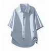 Camisa de Verano de Manga Corta 6675 con Cuello de Solapa, Camisa Versátil Simple y Elegante, Tallas M-4XL, Disponible en Negro, Verde Militar y Azul Glaciar