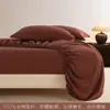 Conjunto de Lençóis de Algodão Puro Escovado Classe A e Lençóis com Elástico Três Peças Cor Pura Amigo da Pele Macio Simples Roupa de Cama Simples Amigo da Pele
