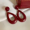 Pendientes Colgantes Redondos con Gota de Agua Calados de Resina Retro Aguja Plateada Pendientes de Nicho de Alta Gama Pendientes Versátiles Personalizados para Mujer