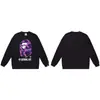 Moletom BAPE com estampa de cabeça de macaco estilo japonês, tendência transfronteiriça, gola redonda, unissex, corte solto, jaqueta de manga curta para outono e inverno