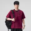 Camiseta Xintang Masculina Patchwork Gola Redonda, Versátil Caimento Solto, Logo em Relevo, Estilo Casual Retro Americano, Primavera/Verão, Algodão Puro, Manga Curta, Masculino
