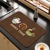 Tapete Drenante Criativo Retro para Cozinha, Tapete Anti-Escaldante e Isolante Térmico para Tigelas e Hashis de Mesa, Tapete Absorvente de Água de Terra de Diatomáceas para Balcão de Bar e Máquina de Café