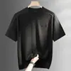 Camiseta de Talla Grande para Hombre 2026 Verano Algodón Mercezado Ligeramente Elástica Cuello Redondo Manga Corta Juventud Negocios Sin Planchar Camiseta de Manga Corta con Cabeza de Tigre