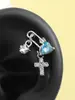 Pingente de Cone Pontiagudo Cruzado em Aço Inoxidável Design de Casal Brincos Piercing para Osso da Orelha Brincos de Estrela de Quatro Pontas Cinco Pontas para Mulheres