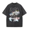 Camiseta Lavada Fresca, Camiseta Vieja de Rock and Roll Korn Metal