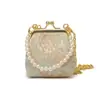 Bolsa de Mão Bordada com Contas para Crianças com Fecho de Clipe, Bolsa Acessório Estilo Chinês Tradicional, Bolsa de Ombro Único Transversal, Estilo Doce de Princesa