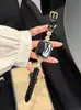 Cadena de Cobre Zirconio Bambú Pintado Correa de Cuero Adecuado para Apple Watch iWatch Generación 11 10/9876