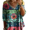 2026 Novo Produto Transfronteiriço Amazon Site Independente Temu Camisa Vintage Vazada com Decote em V Profundo, Camisa de Manga Longa com Textura de Bolha