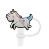 Cubierta de Popote de Silicona de Unicornio de Dibujos Animados Forma de Caballo Pequeño Compatible con Botella de Agua Stanley Tapa de Popote a Prueba de Polvo y Manchas