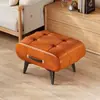 Taburete Pequeño con Cuero Aceitado y Encerado, Taburete Acojinado Suave para Entrada de Casa, Taburete para Cambiar Zapatos, Reposapiés Minimalista de Lujo Ligero para Sala de Estar, Taburete para Cambiar Zapatos