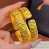 Venta en Vivo Kuaishou 999 Pulsera de Oro Imitación Jade con Diseño de Estrella, Diseño Abierto, Joyería de Pulsera Simple y de Moda al por Mayor