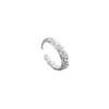 Anillo de Plata 925 con Textura Martillada para Mujer, Diseño de Nicho, Banda Lisa Irregular, Estilo Minimalista Versátil, Joyería Ajustable