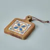 Posavasos de madera maciza estilo japonés personalizado, alfombrilla vintage para mesa de comedor en casa, alfombrilla para cazuela, alfombrilla para mesa de cocina resistente a altas temperaturas, posavasos