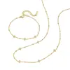 Conjunto de Joyería Elegante y Discreto Estilo Europeo y Americano para Mujer, Combinación de Collar y Pulsera de Acero Inoxidable Dorado de 18K, Collar y Pulsera Estilo Ins Fronterizo para Uso Diario