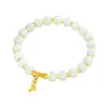 Pulseira de Nó de Bambu de Ouro Puro 999 com Jade Hetian para Mulheres, Pulseira de Contas da Sorte, Presente de Dia dos Namorados, Atacado
