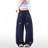 Bordado Dachshund Divertido Preguiçoso Cimitarra Masculino Feminino Verão Solto Casual Calça Esportiva Calça de Perna Larga Casal