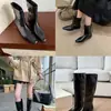 Botas de montar de tacón de cuña de 3 cm del mismo estilo que las de Mamá Uva para mujer, dos alturas de caña diferentes, puntera cuadrada elegante, botines ajustados sin cordones de estilo coreano sencillo