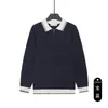 Suéter Polo de Punto de Manga Larga para Hombre Primavera y Otoño Solapa de Negocios Media Cremallera Lujo Ligero Gama Alta Color Sólido Top Casual