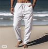 Amazon 2024 Aliexpress Verano Hombres Hip-Hop Transpirable Algodón y Lino Holgado Casual Deportivo Pantalones Largos Versátiles