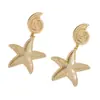 Pendientes de Venta Caliente Transfronterizos Europeos y Americanos Estilo Festivo Pendientes Metálicos de Estrella de Mar Caracola Geométricos Creativos Versátiles Pendientes Exagerados para Mujer