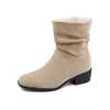 Botas Curtas Ocidentais Plissadas de Outono e Inverno para Mulheres, Botas Arredondadas de Salto Grosso, Estilo Britânico Retrô, Versáteis Botas Martin para Aumentar a Altura de Pessoas Baixas