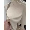 Suéter de Punto con Cuello Alto Rojo Ankora para Mujer, Capa Interior Otoño e Invierno, Suéter de Cuello Medio, Elegante Top Vino Tinto
