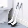 Cepillo para inodoro con cerdas suaves, sin puntos ciegos, montado en la pared, cepillo para inodoro con cabeza curva para la limpieza del baño
