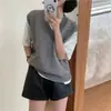 Tricô Solto Gola V Sem Manga Estilo Coreano 26 Nova Coleção Primavera Pulôver de Lã Sintética Colete Camada Roupa Externa para Mulheres