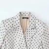 Comercio Exterior 2026 Europeo y Americano Primavera Nuevo Estilo Elegante Solapa Manga Larga Cinturón Blanco Lunares Blazer para Mujer 29755
