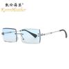 Gafas de Sol de Moda sin Marco con Borde Cortado 31274 Personalidad Europea y Americana Gafas de Sol para Fotografía Callejera Cuadradas de Combinación Universal Transfronterizas