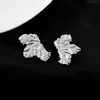 Pendientes Sencillos de Hoja Estilo Europeo y Americano, Pendientes Metálicos Exagerados Estilo Fresco, Pendientes Asimétricos Retro de Nicho para Mujeres