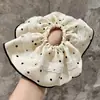 Elástico de Cabelo de Bolinhas Preto e Branco, Acessório de Cabelo Gentil Retrô, Faixa de Cabelo Elegante, Ornamento de Cabelo de Luxo, Corda de Cabelo de Renda, Anel de Cabelo Grande Simples