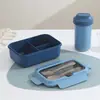 Caixa de Almoço de Aço Inoxidável 304 Doméstica PP Dielétrico Leve Caixa de Almoço Alimentar Estudante Conveniente Estilo Nórdico Caixa de Almoço com Talheres