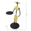 Candelabro de Hierro Vintage Adorno Pequeño Creativo para el Hogar Estilo Europeo Romántico Portavelas Accesorio de Sombrero de Paja Pastoral Decoración de Mesa