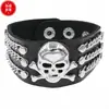 Pulseira Punk Caveira de Couro PU Ecológico Transfronteiriça Estilo Europeu e Americano, Pulseira Personalizada da Moda com Rebites, Pulseira para Noite em Clubes de Rock
