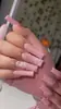 Peças de Nail Art Mais Vendidas Transfronteiriças, Coleção Estilo Diamante Francês, Peças de Nail Art Longas com Glitter Estrela Francesa Doce Atacado