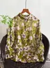 Camisa de Ramio Puro con Estampado Digital Otoño 2026 para Mujer, Cárdigan Superior de Manga Larga, Talla Extra, Estilo Holgado Delgado