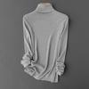 Suéter de punto fino con cuello alto adelgazante de corte entallado de lana antibolitas para otoño e invierno para mujer.
