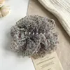 Pinza para el pelo de plátano plisada multicapa, estampado de leopardo lechoso estilo coreano, de alta gama, elegante, versátil pinza para coleta alta, accesorio para el pelo de malla