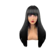 Peluca Negra Larga Lisa para Mujer Estilo Europeo y Americano Transfronteriza, Peluca Completa de Fibra Sintética, Estilo Largo del Fabricante