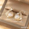 Cao Shi aretes retro estilo Hong Kong gota de agua aretes de botón espiral de caracol perla aretes dorados llama de amor para la vida