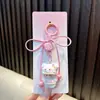 Chaveiro Gato Morango Desenho Animado Gatinho Pingente de Bolsa Lanyard de Celular Fofo Pingente para Chaveiro de Carro Pequeno Presente