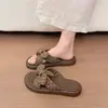 Sandalias Slip-On de Lunares con Lazo Estilo Coreano Femeninas para Mujer, Novedad Verano 2026 Sandalias Casuales Antideslizantes de Suela Gruesa
