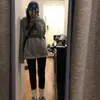 Moletom Cinza com Capuz Feminino Outono e Inverno Forrado com Fleece Engrossado Pequeno Estilo Americano Retrô Preguiçoso Chique Casaco de Casal Top