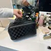 Bolsa de Cosméticos Estilo Coreano de PU con Cierre de Organza para Mujer, Portátil, Bolsa de Cosméticos de Viaje de Gran Capacidad, Neceser, Bolsa de Cosméticos