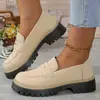 Mocasines Mate Casuales Tacón Grueso Estilo Británico Retro Zapatos de Mujer Negros Nuevos 2024 Talla Grande Primavera Otoño Suela Gruesa